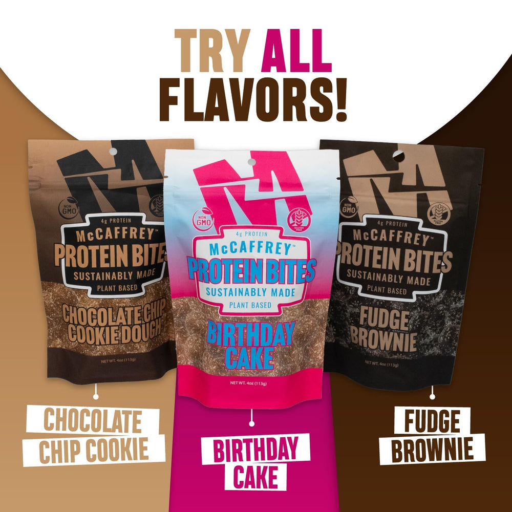 Serving size view showing 4g protein per serving of Birthday Cake bites.