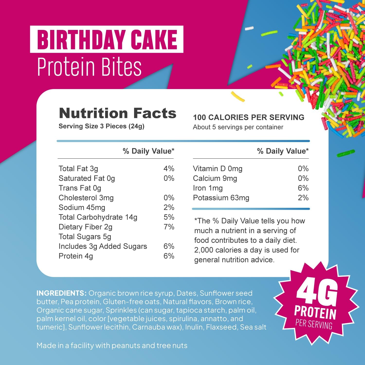 MCCAFFREY PROTEIN BITES Vanilla sprinkles serving bowl, convenient energy for workouts and family activities