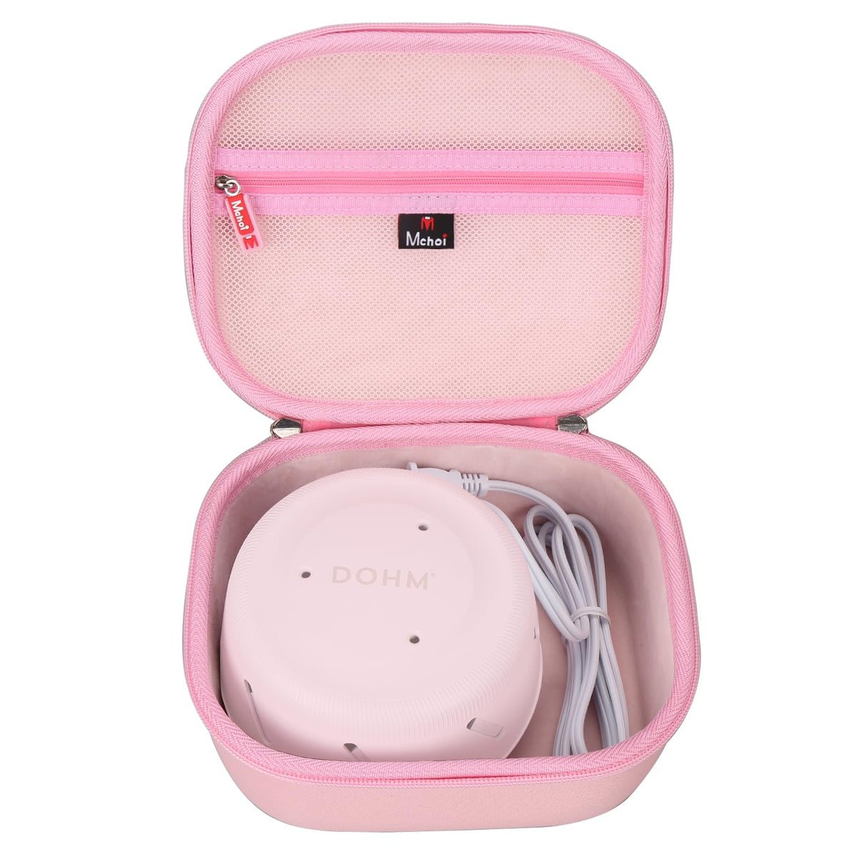 Mchoi hard travel case for Yogasleep Dohm Uno fits snugly for travel.