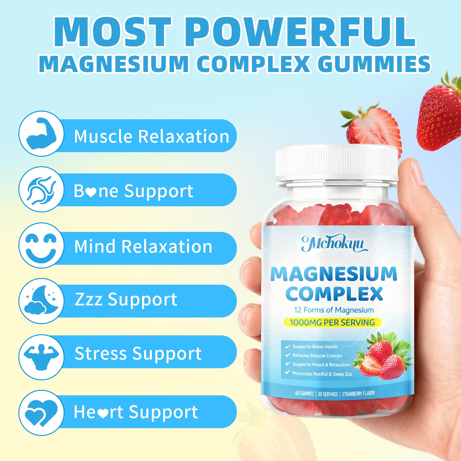 Label highlights 1000mg elemental magnesium per serving on Mchokuu gummies