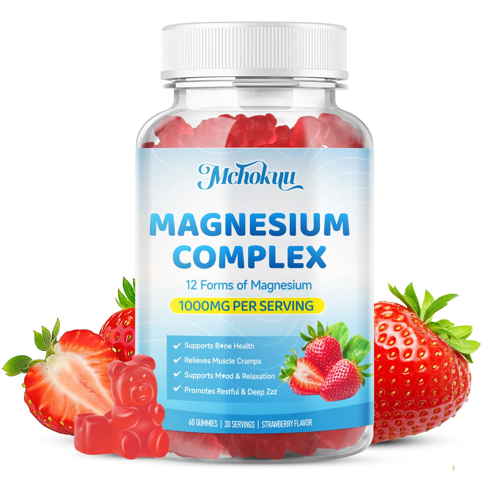 Bottle being poured to serve Mchokuu magnesium gummies after a workout