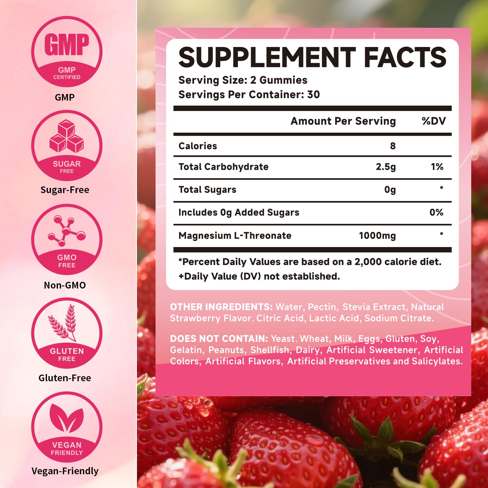 Mchokuu Gummies package featuring strawberry flavor and clear nutrition panel