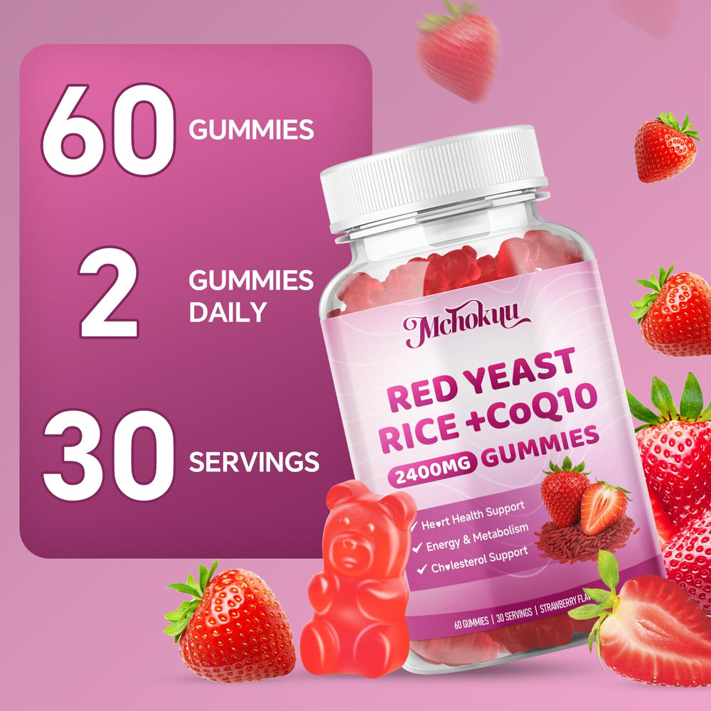 Mchokuu nutrition facts label highlights CoQ10 and red yeast rice.
