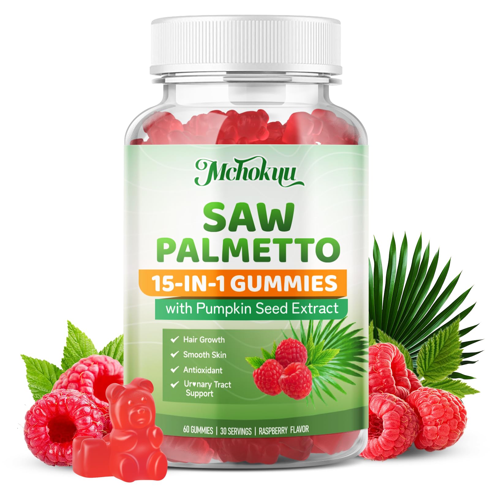 Non-GMO badge visible on Mchokuu Saw Palmetto packaging
