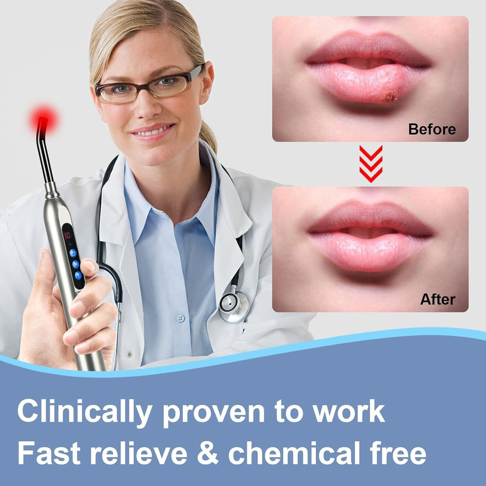 MCJ device on the face for dual wavelength oral area care.