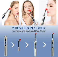 MCJ device on nose area in safe pulsed mode for sensitive skin.