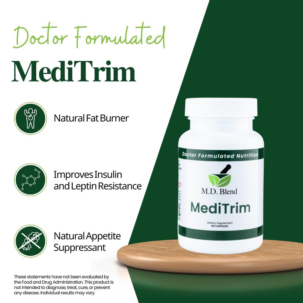 Close-up of MediTrim capsules for easy daily energy and appetite support.