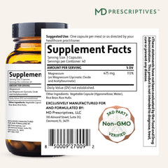 Magnesium MD capsules close-up emphasizing easy-to-swallow form