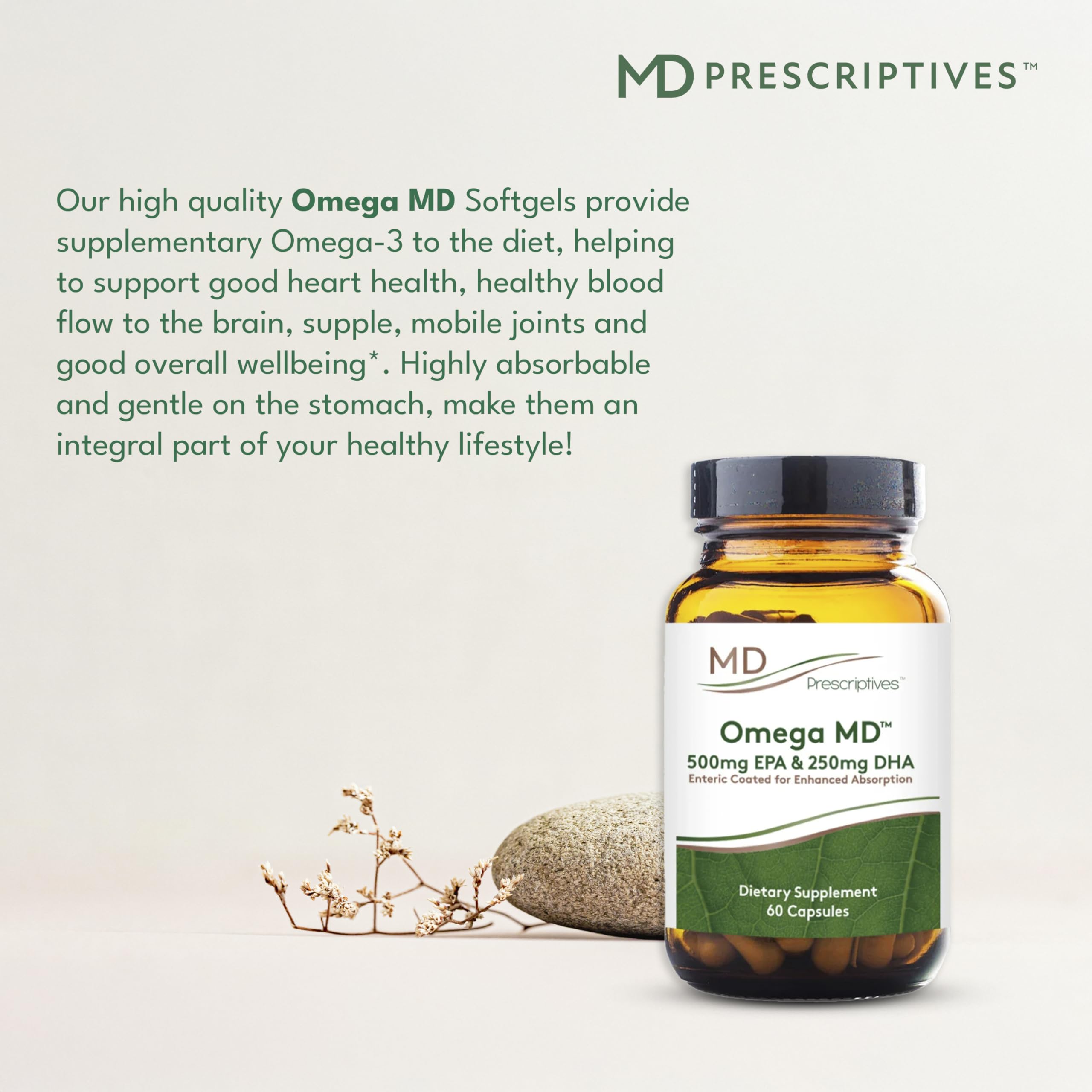 MD Prescriptives Omega MD taken with meals supports convenient daily use.