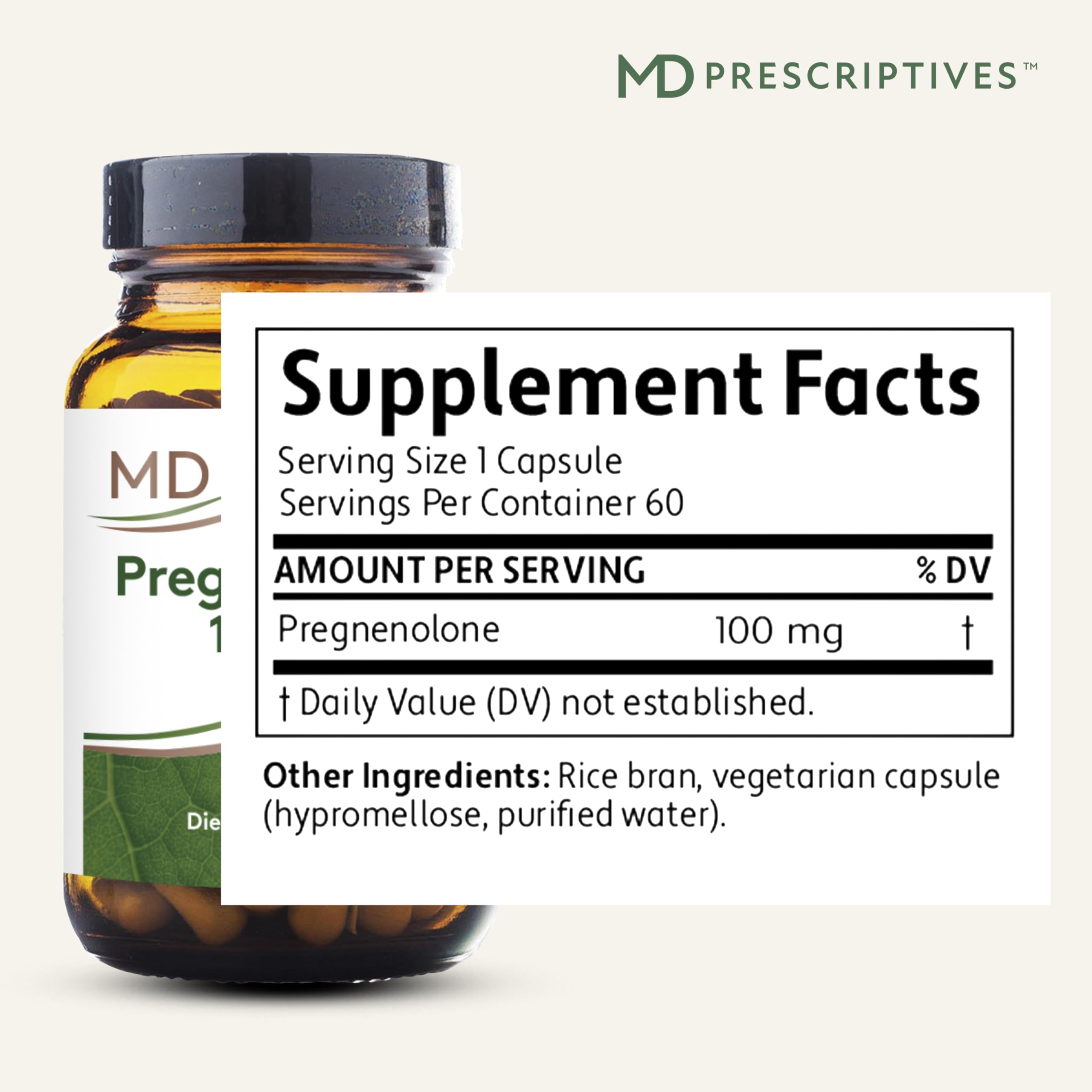 MD Prescriptives Pregnenolone capsule closeup for daily hormone support