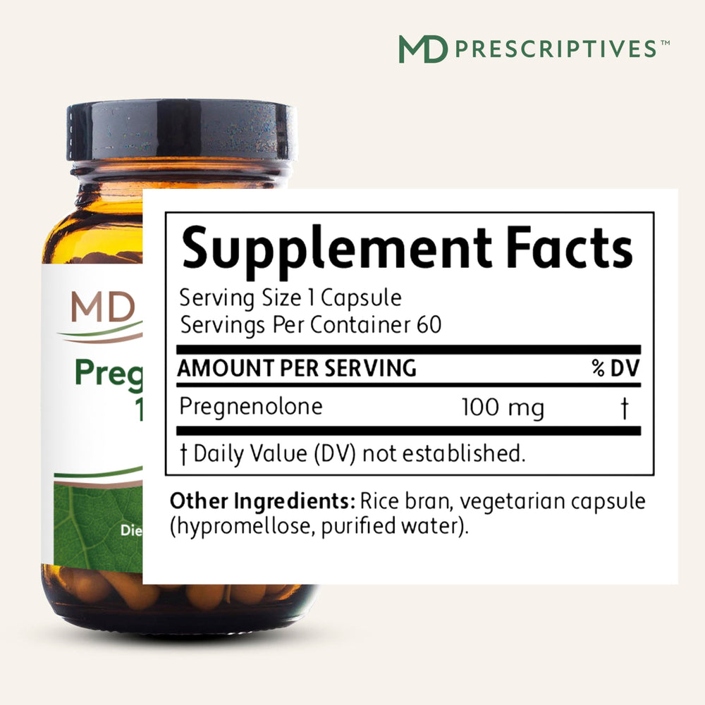 MD Prescriptives Pregnenolone capsule closeup for daily hormone support