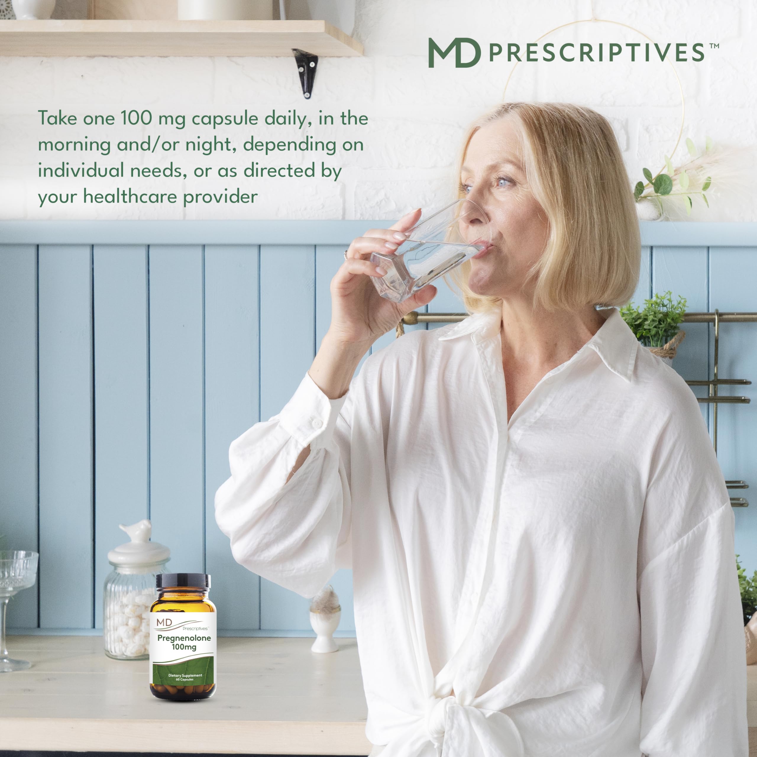 MD Prescriptives Pregnenolone vegan certification icon with clear ingredients