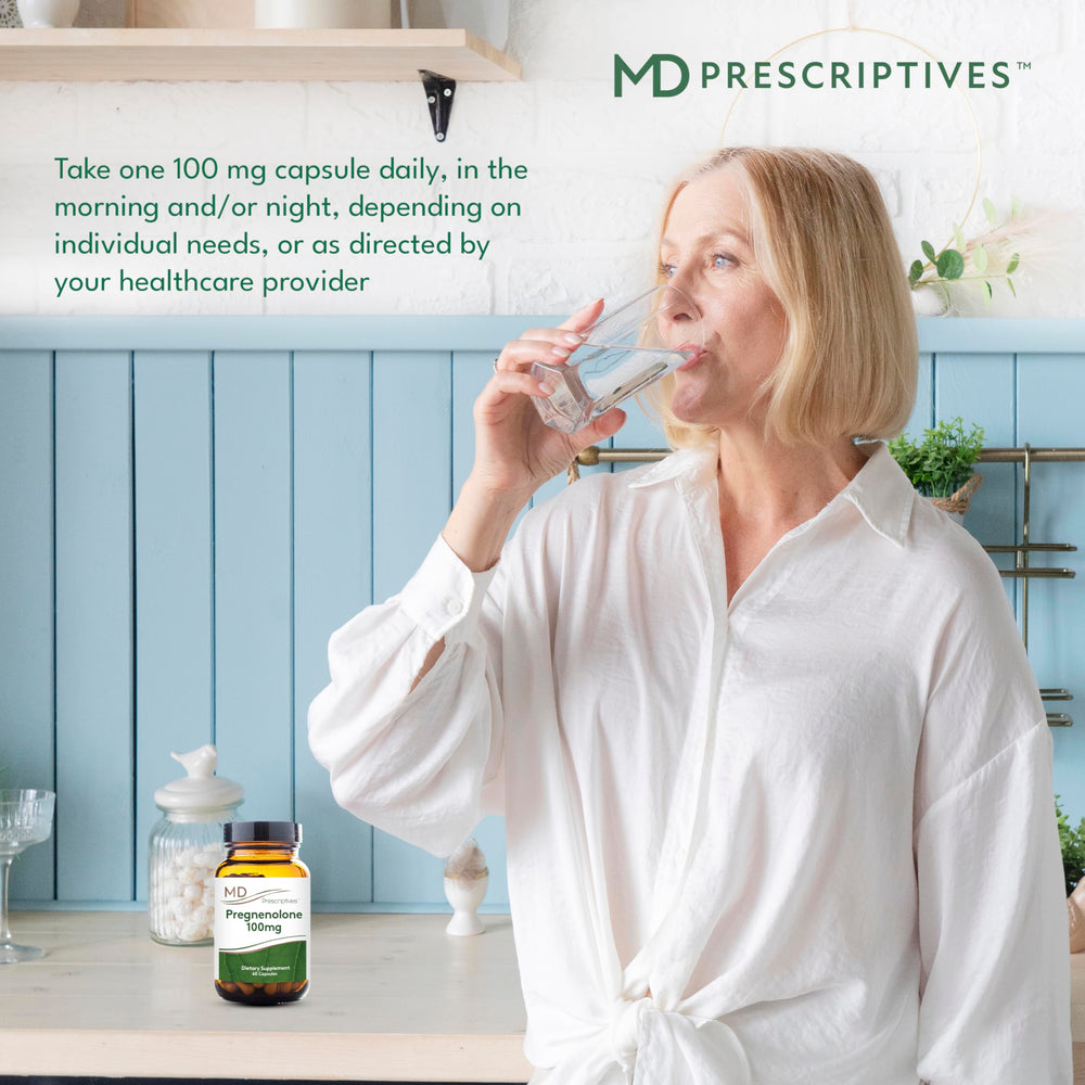 MD Prescriptives Pregnenolone vegan certification icon with clear ingredients