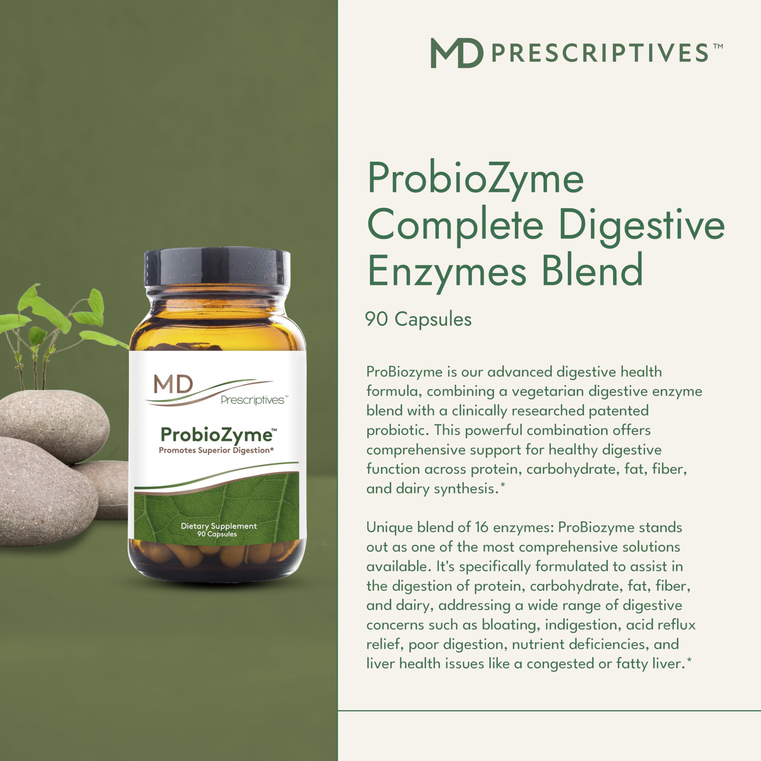 ProbioZyme capsules closeup highlighting vegetarian formula for plant‑based lifestyles.