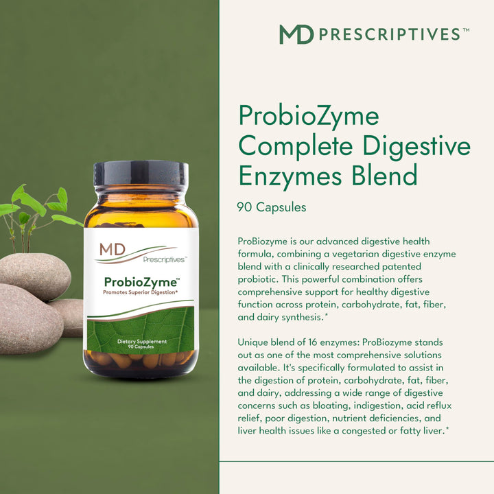 ProbioZyme capsules closeup highlighting vegetarian formula for plant‑based lifestyles.