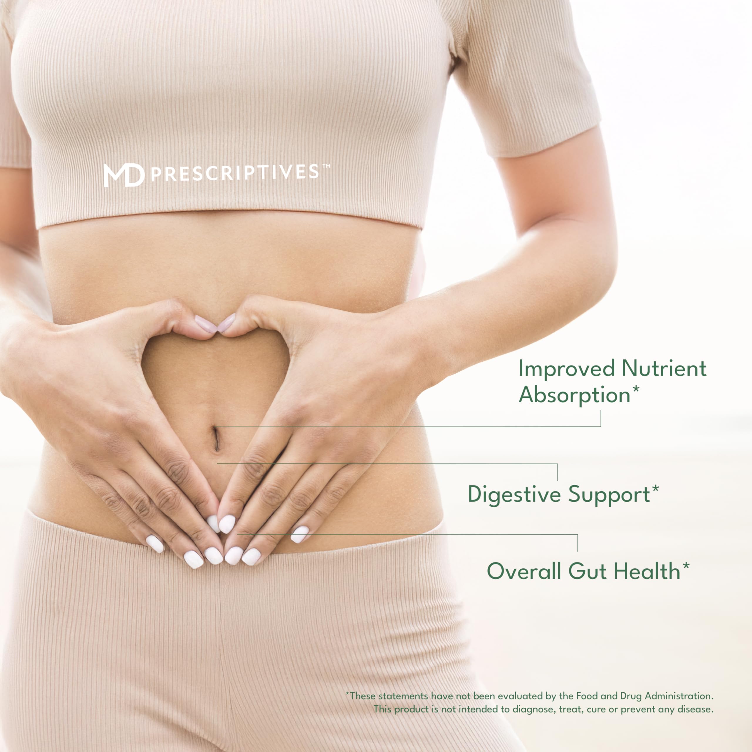 MD Prescriptives ProbioZyme probiotic blend on label supports daily gut routines.