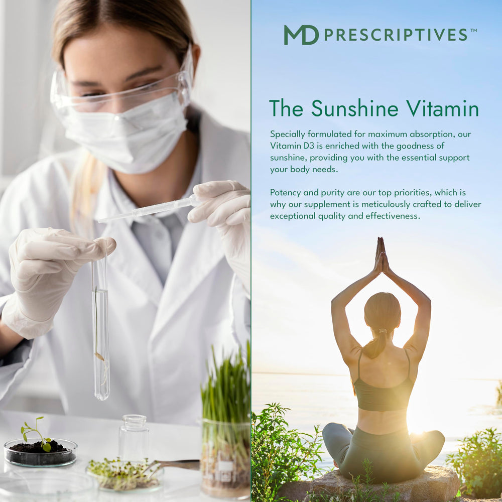 Softgels close-up showing gentle capsules from MD Prescriptives Vitamin D3.