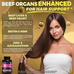 MD Supplements Beef Organs ingredients label shows key nutrients supporting skin vitality.