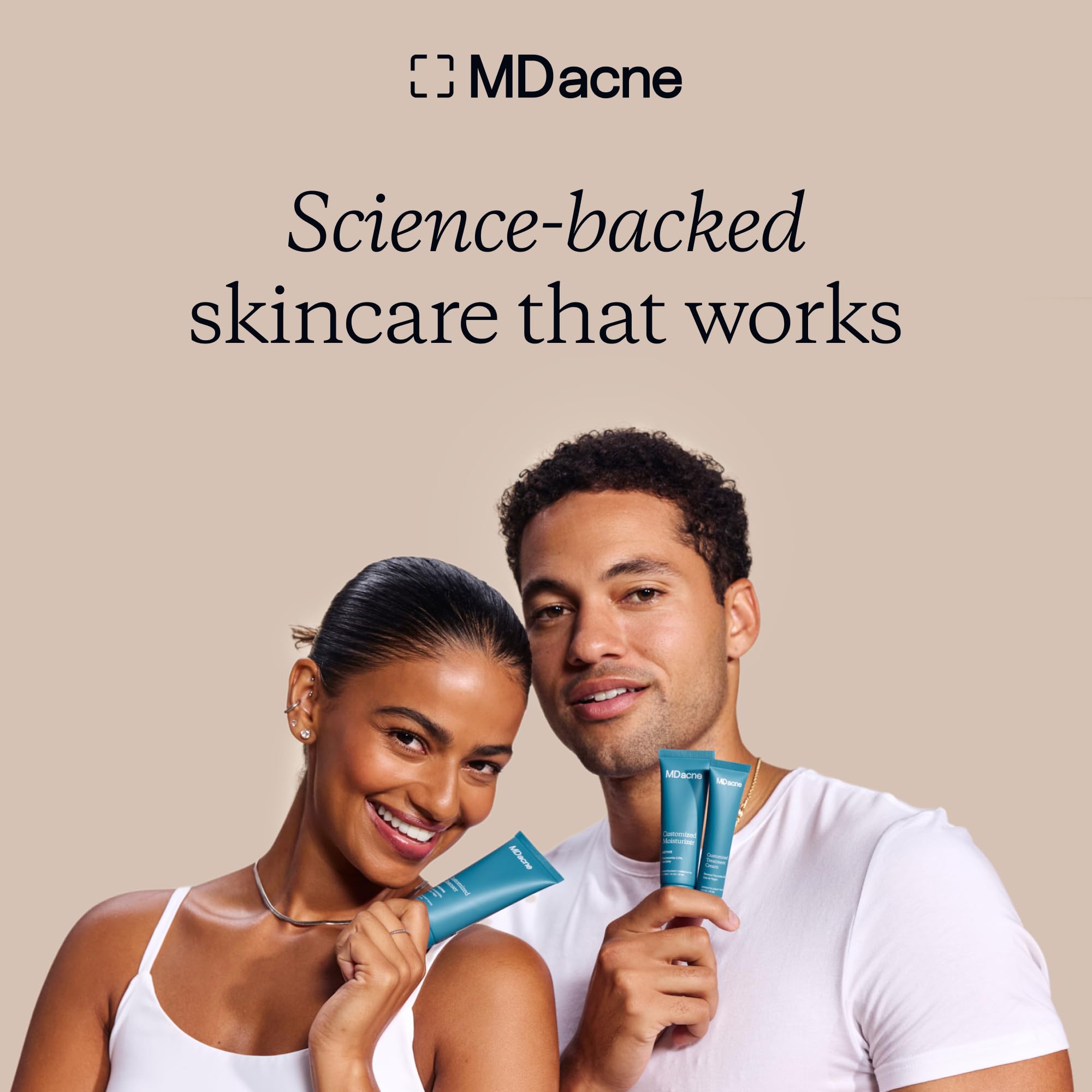 MDacne product on desk scene suggests accessible skin support