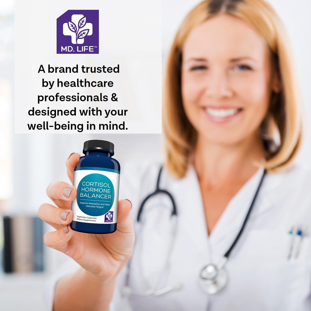 MD Life Cortisol Supplements packaging open view ready for daily use.