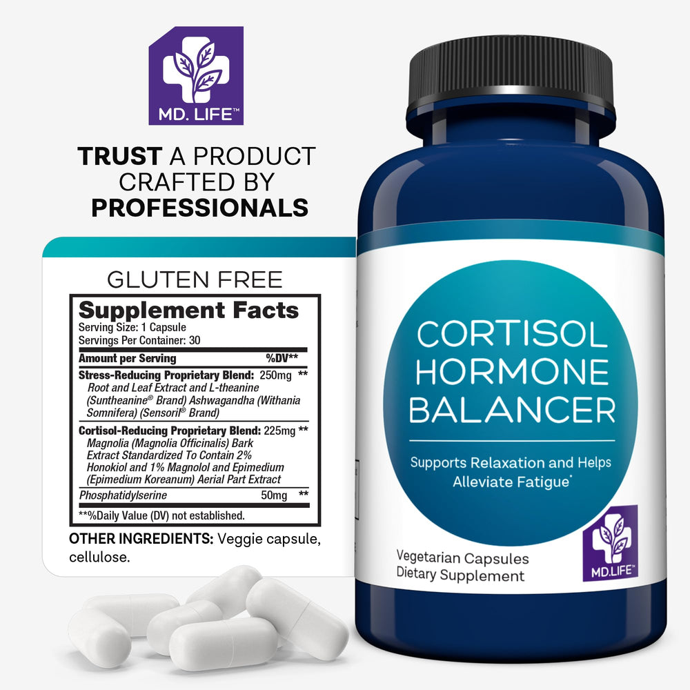 MD Life Cortisol Supplements phosphatidylserine close-up supports daily rhythm balance.