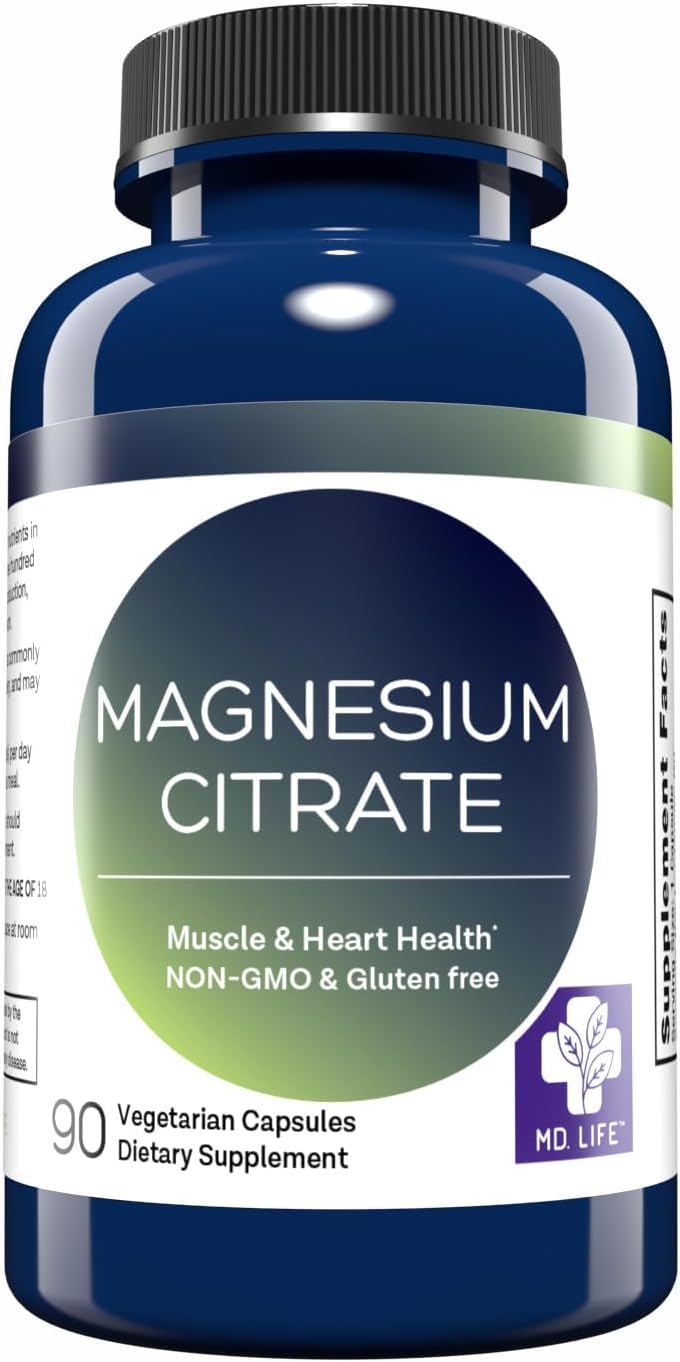 MD.LIFE magnesium citrate bottle for daily supplementation