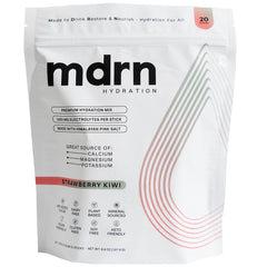 MDRN Hydration bottle with pink Himalayan salt for balanced minerals during workouts.