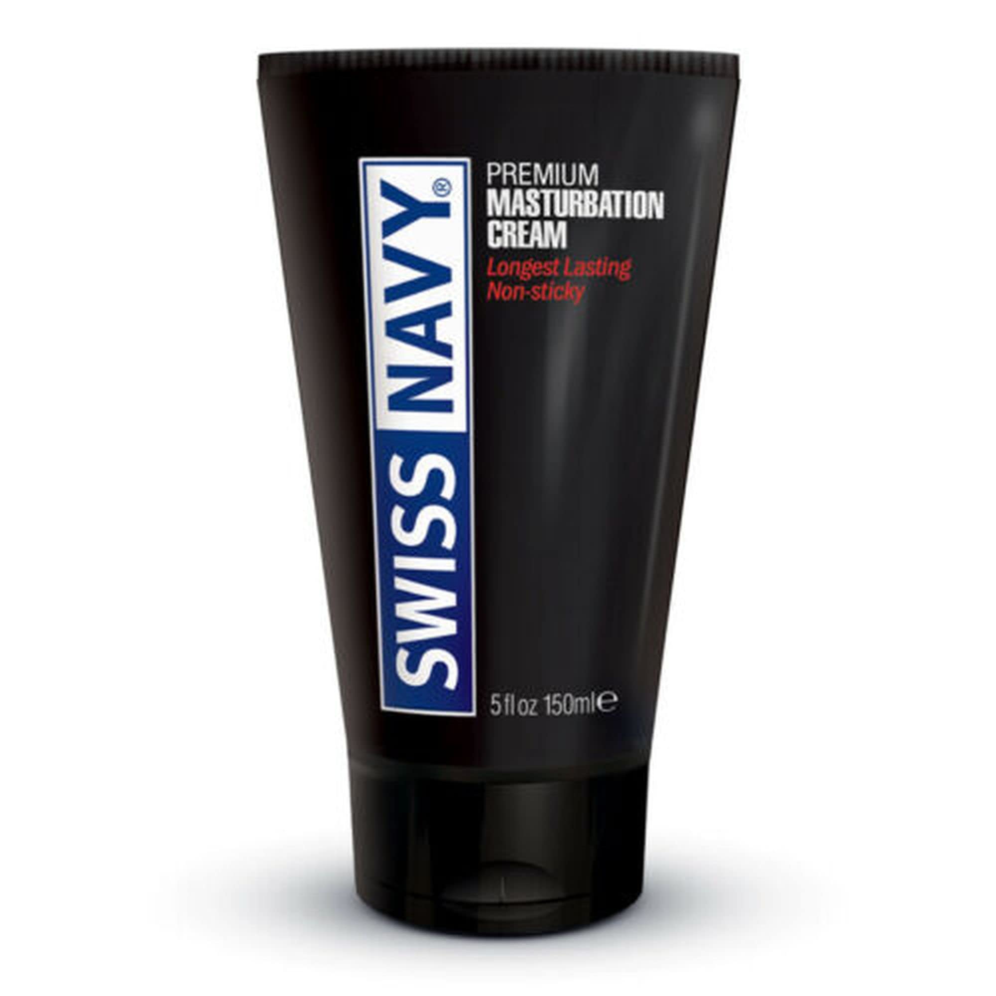 Swiss Navy massage cream applied on skin for a smooth, non-greasy finish.