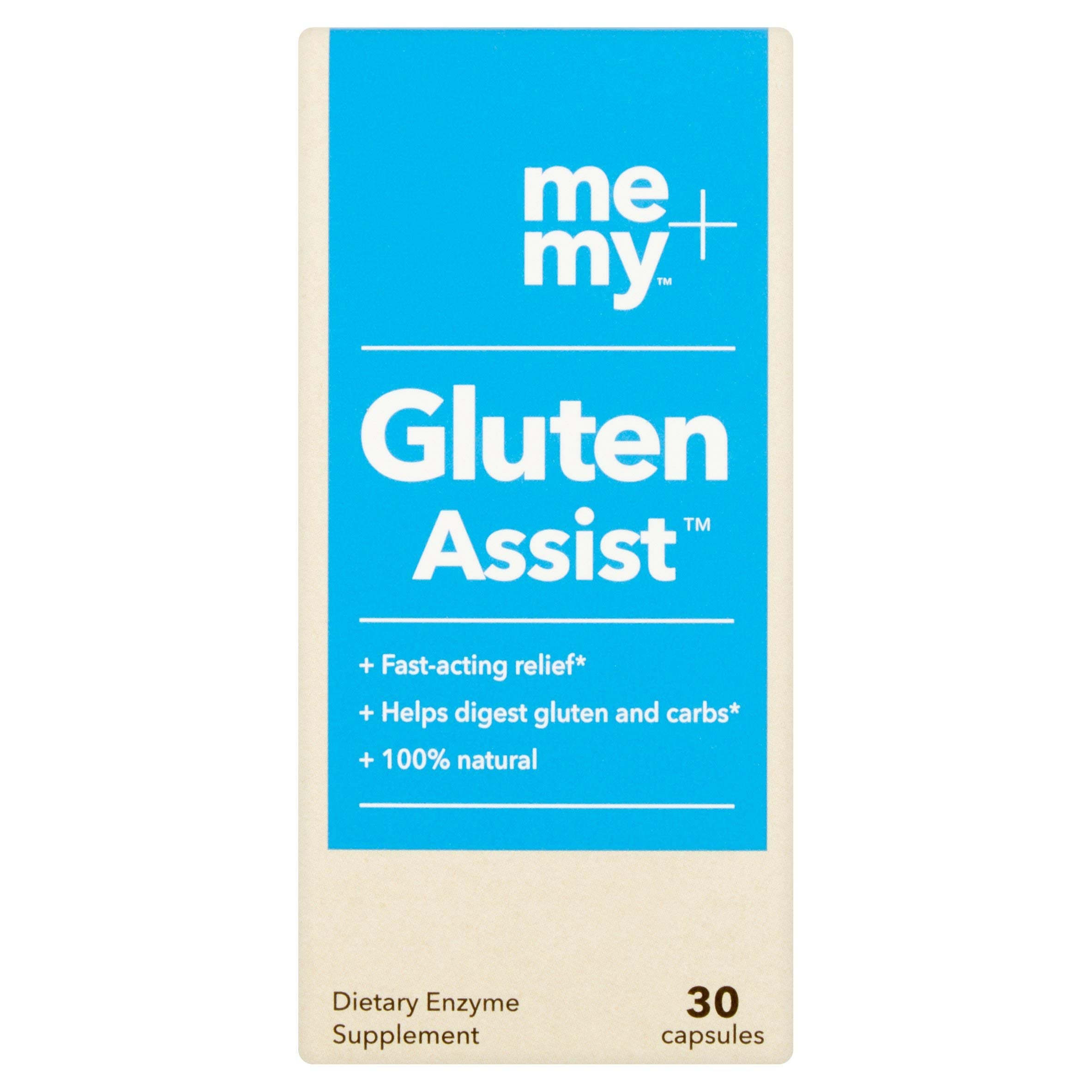 Me + My Gluten Assist capsules in hand for on-the-go use.