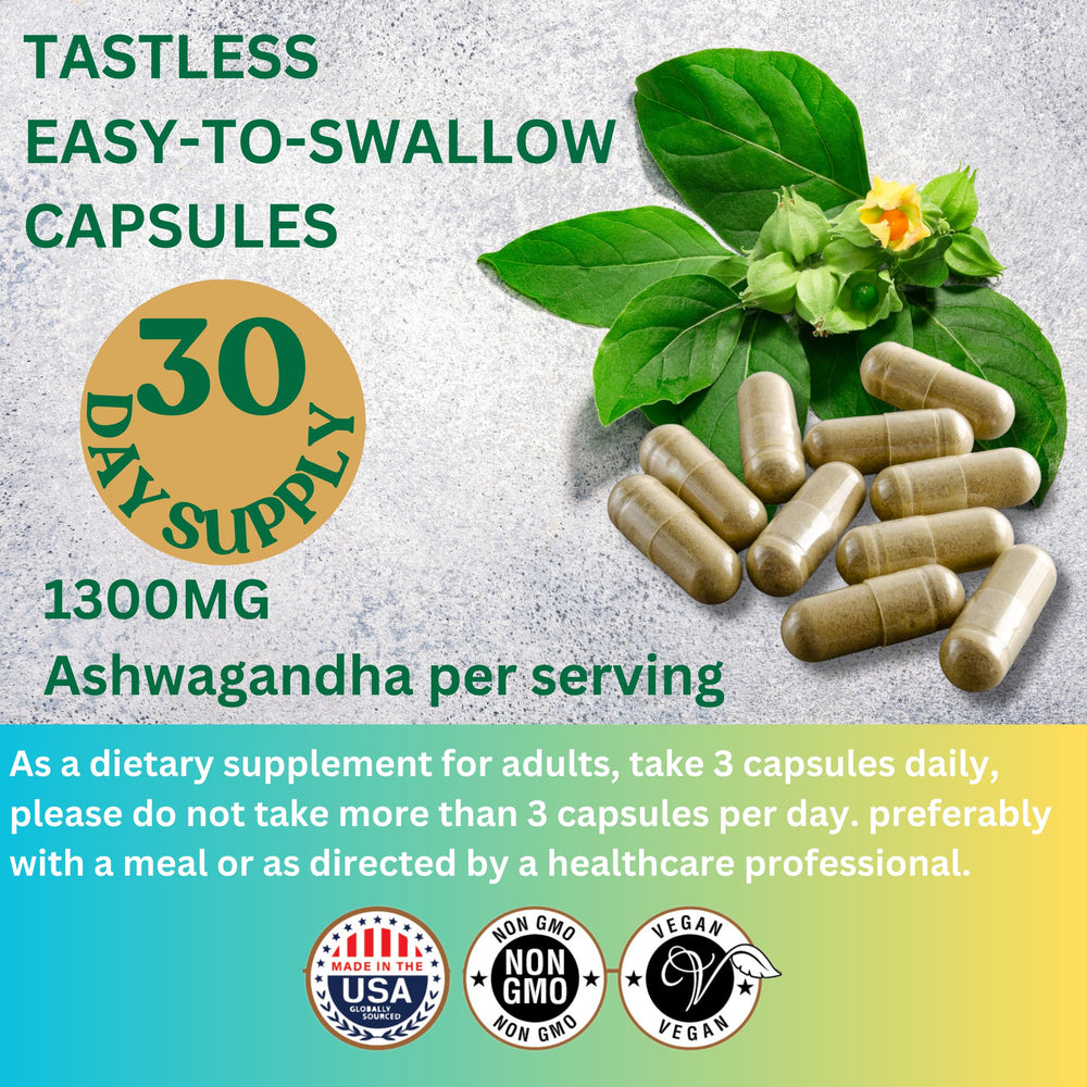USA-made ME GUSTA HEALTH Ashwagandha capsule bottle label emphasising quality