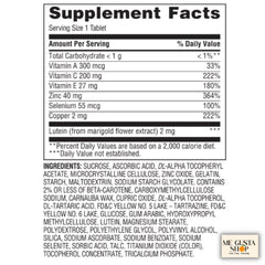 Me Gusta Shop Equate Vision label highlights lutein and vitamins for daily eye support.