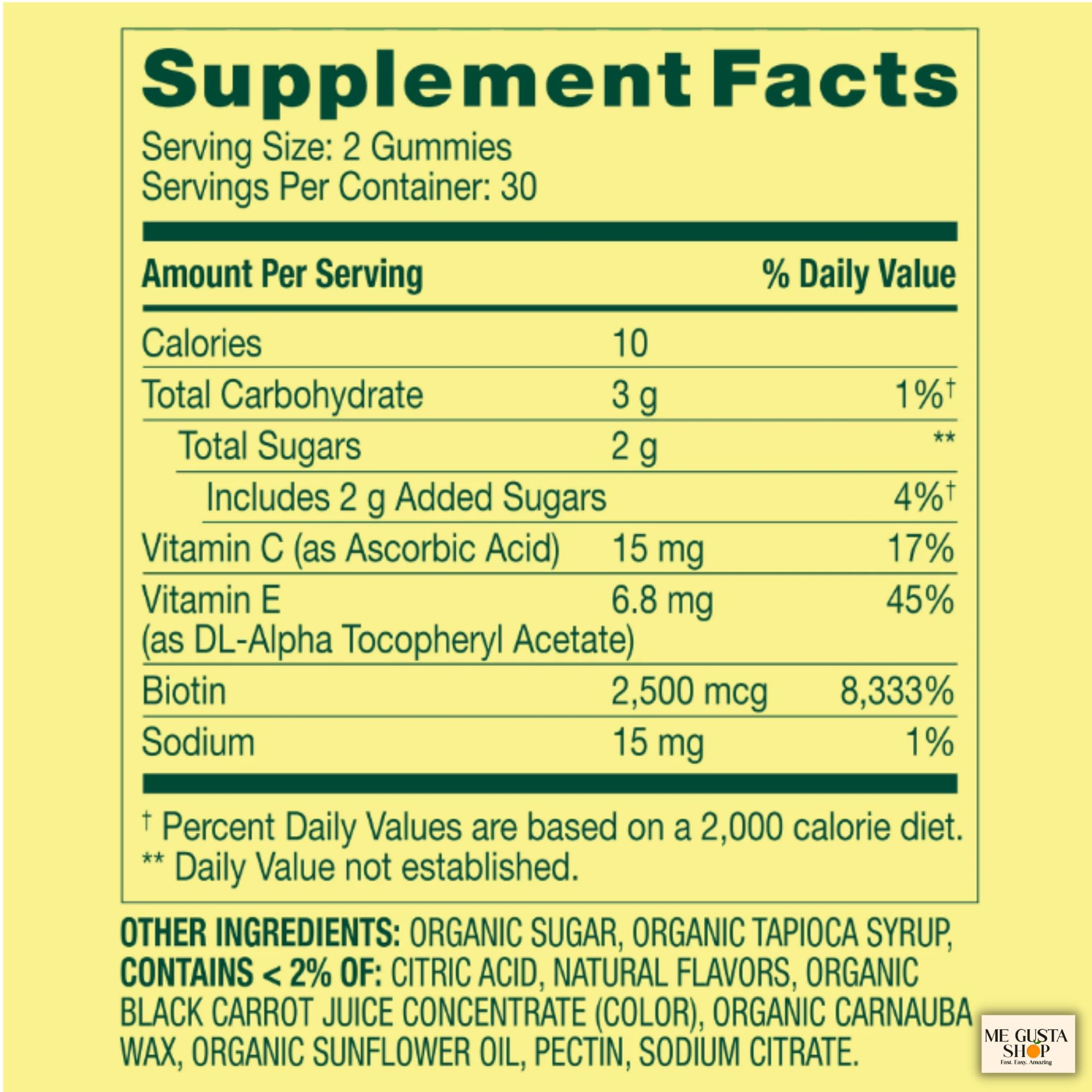 ME GUSTA SHOP close-up of strawberry biotin gummies for a vegetarian routine
