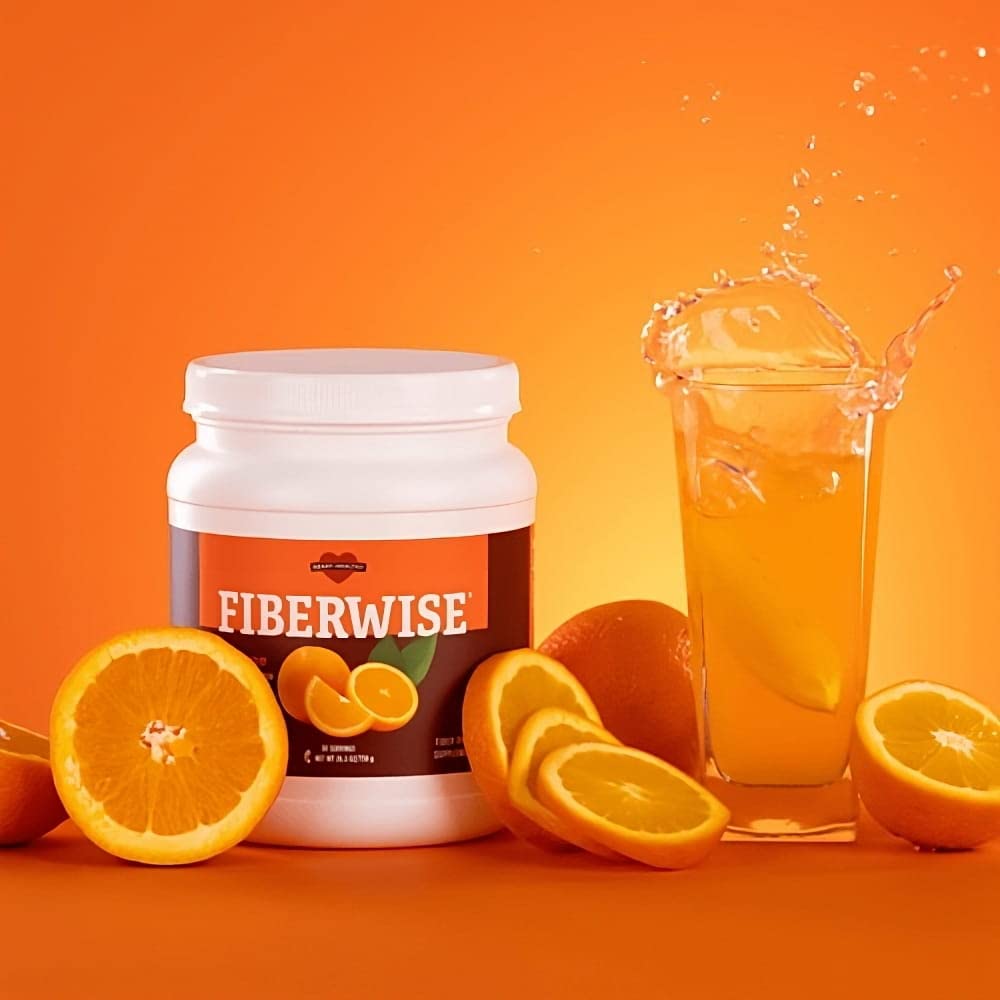 Serving cup ready with Meaneor FiberWise orange for daily fiber routine.