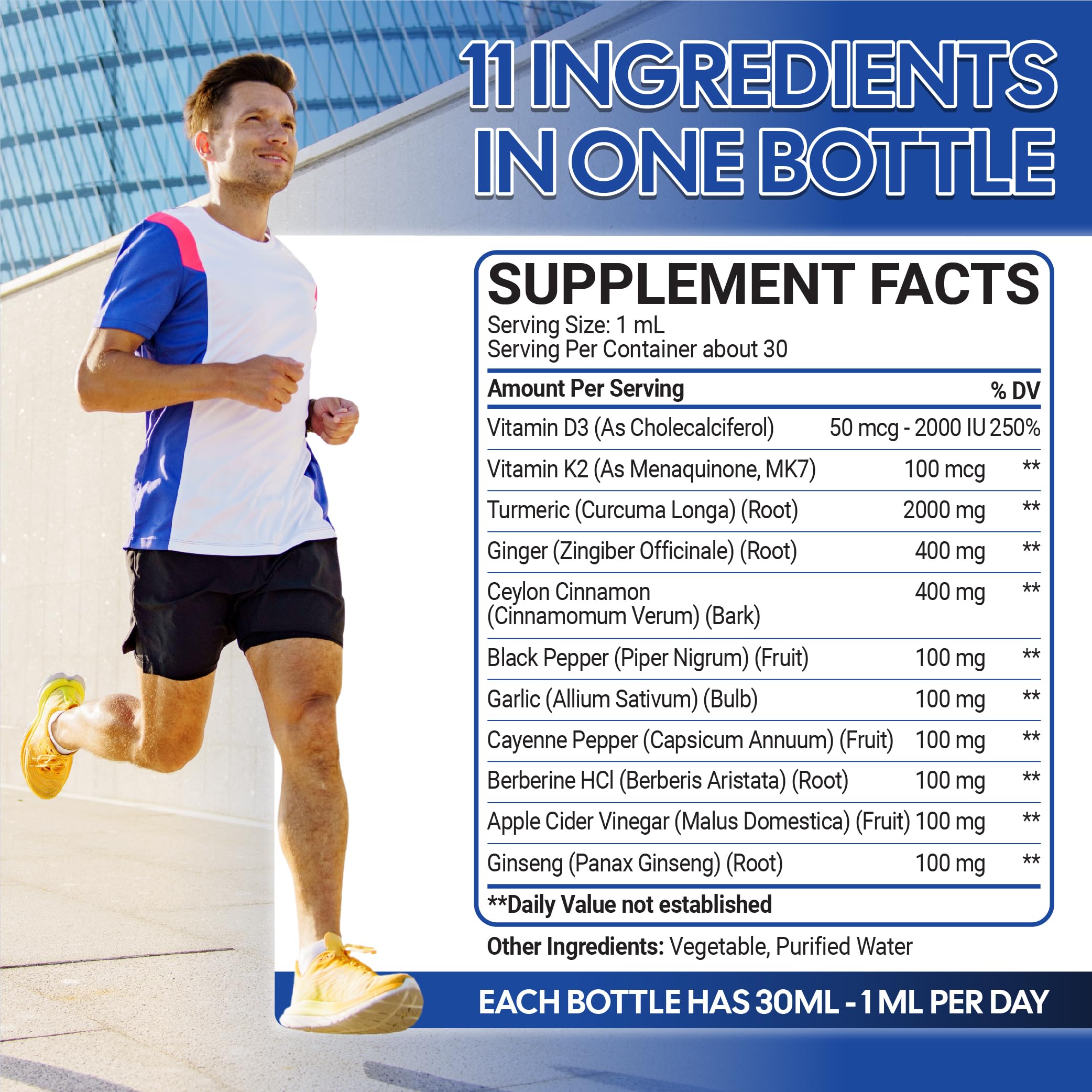 Mecisco 11in1 turmeric liquid bottle pour shows convenient daily dose