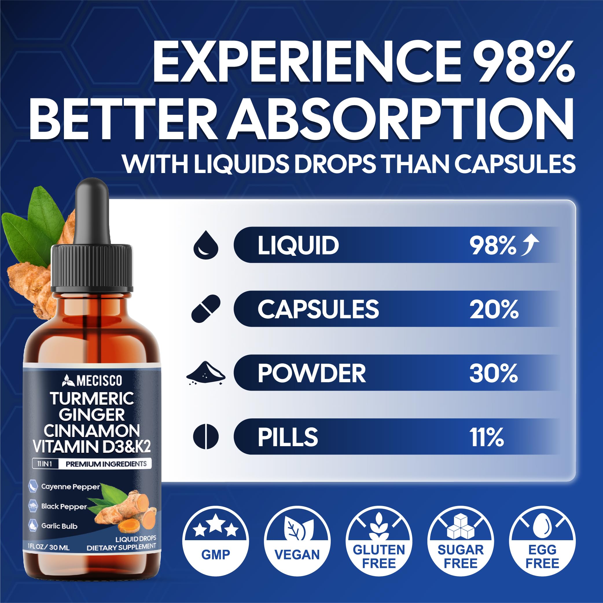 Mecisco apple cider vinegar support image conveys tangy flavor and mixability.