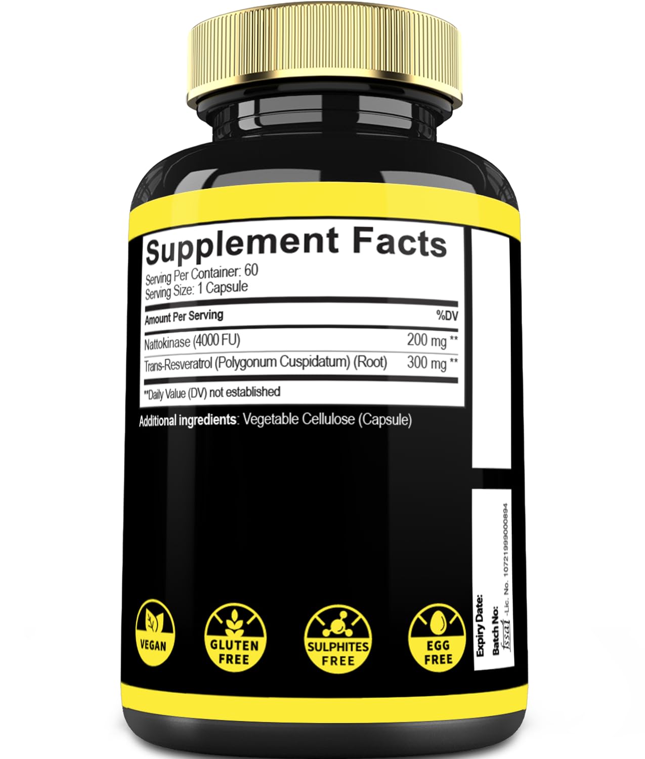 Mecisco Nattokinase label design highlights vegetarian capsule compatibility.
