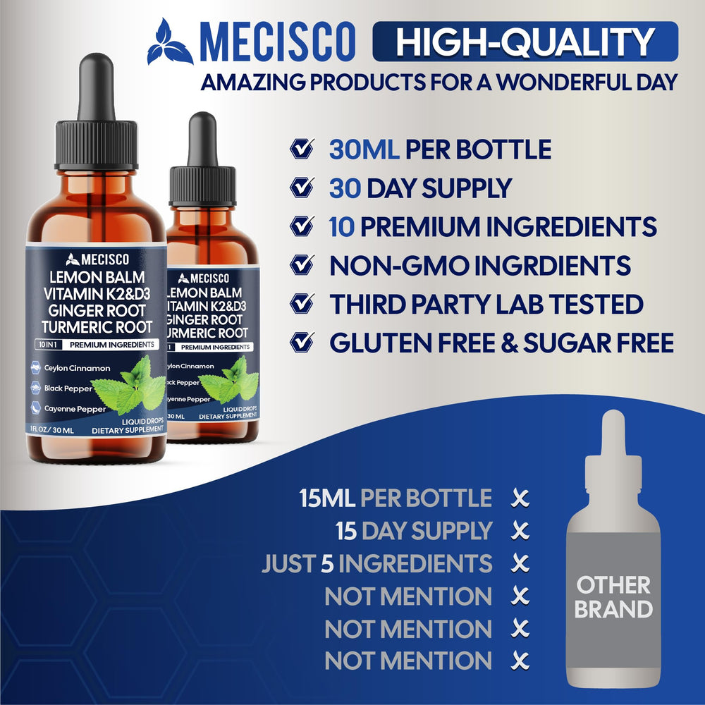 Mecisco packaging bottle and box highlighting quality and value.