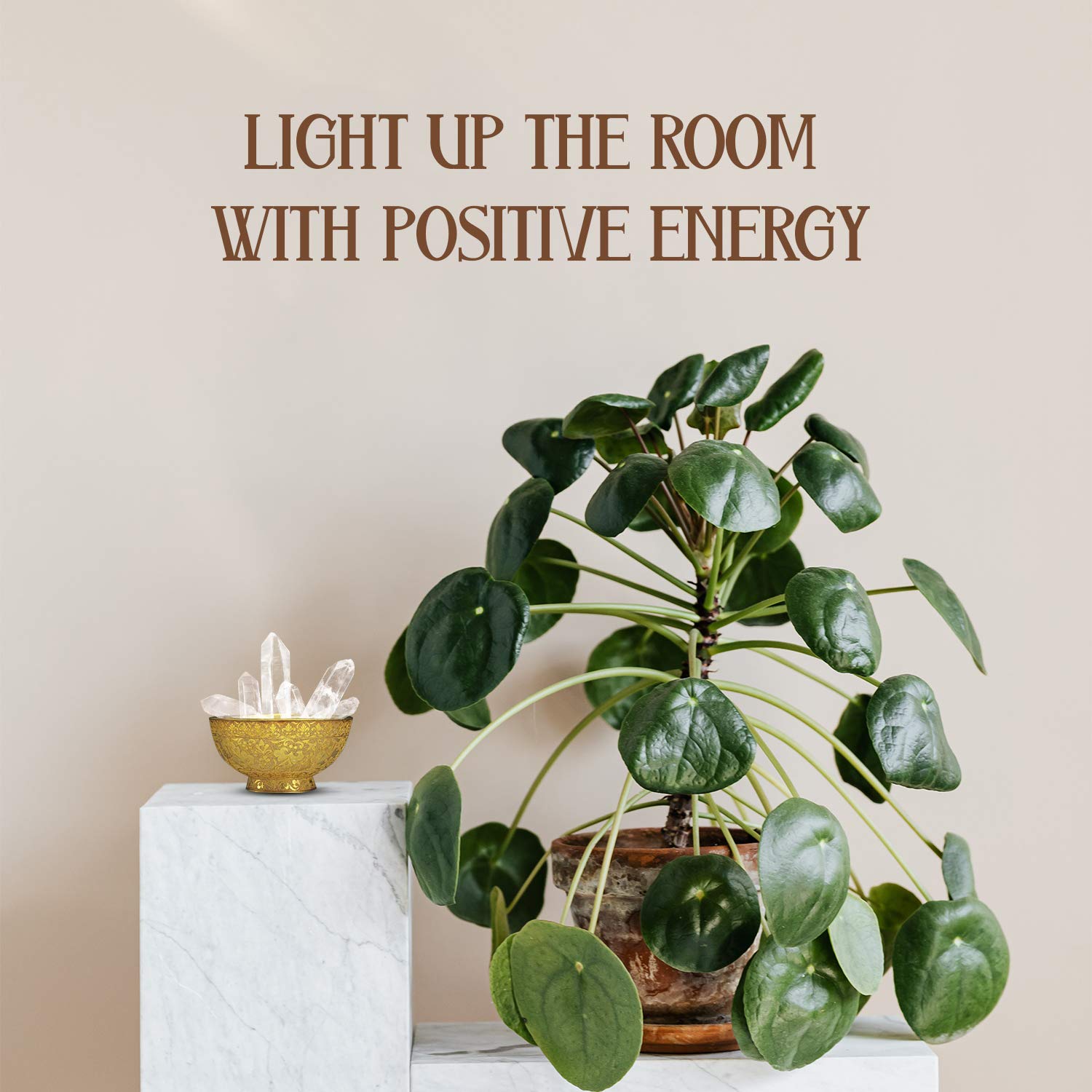 MECKA home decor quartz crystals adding serene glow to any space