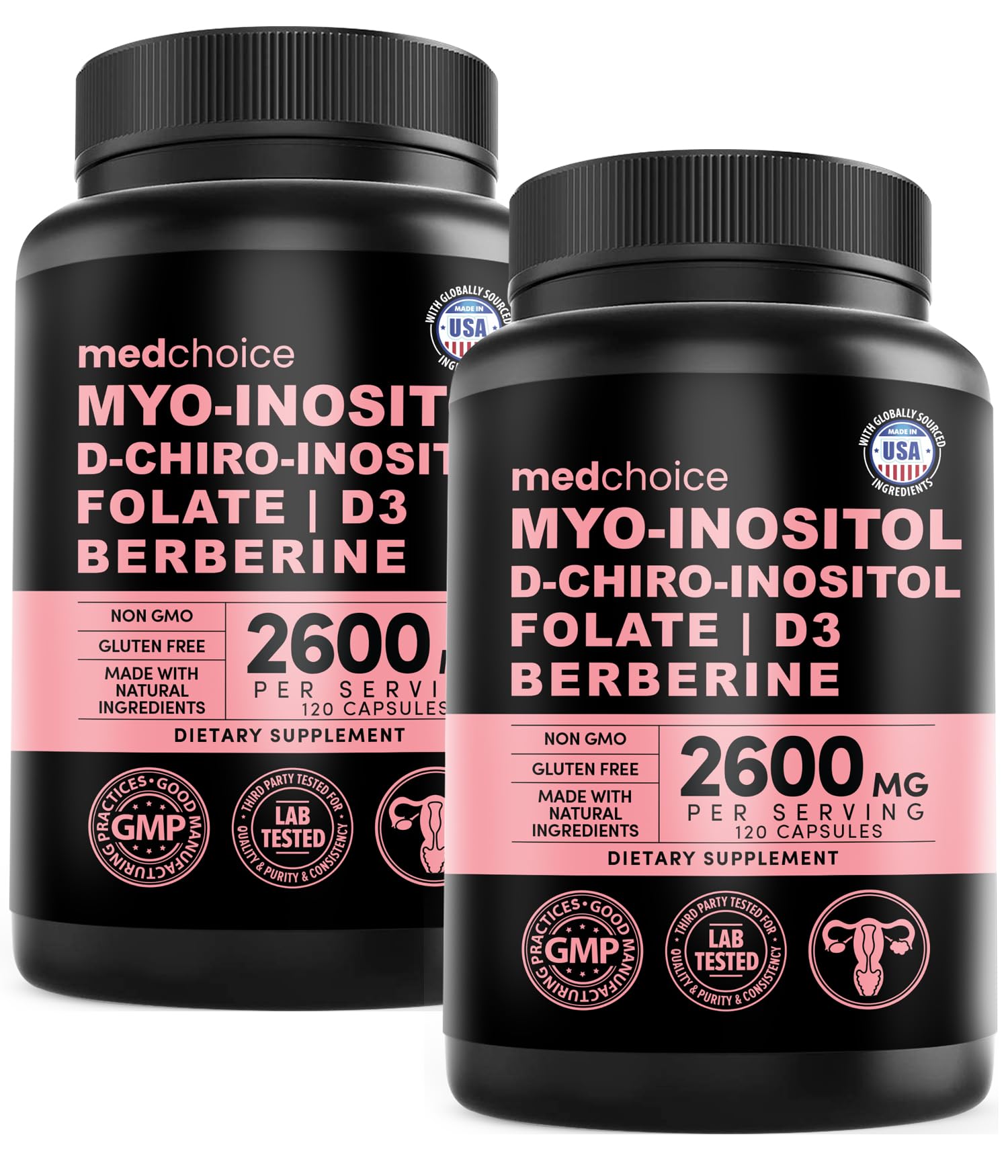 MedChoice 14-in-1 women's inositol bottle for daily hormone balance