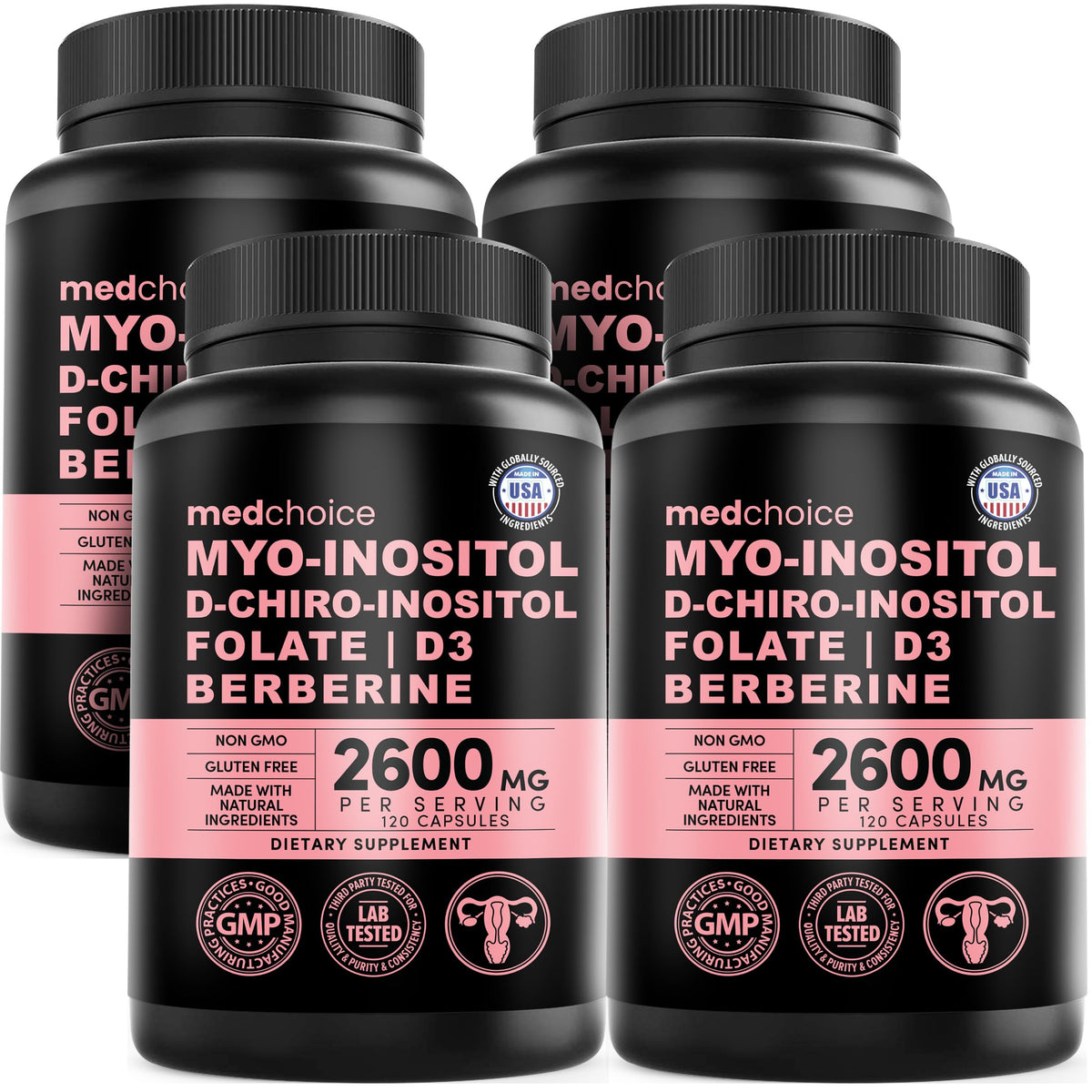 MEDCHOICE 14-in-1 Women’s Inositol Complex bottle front shows complete feminine wellness product