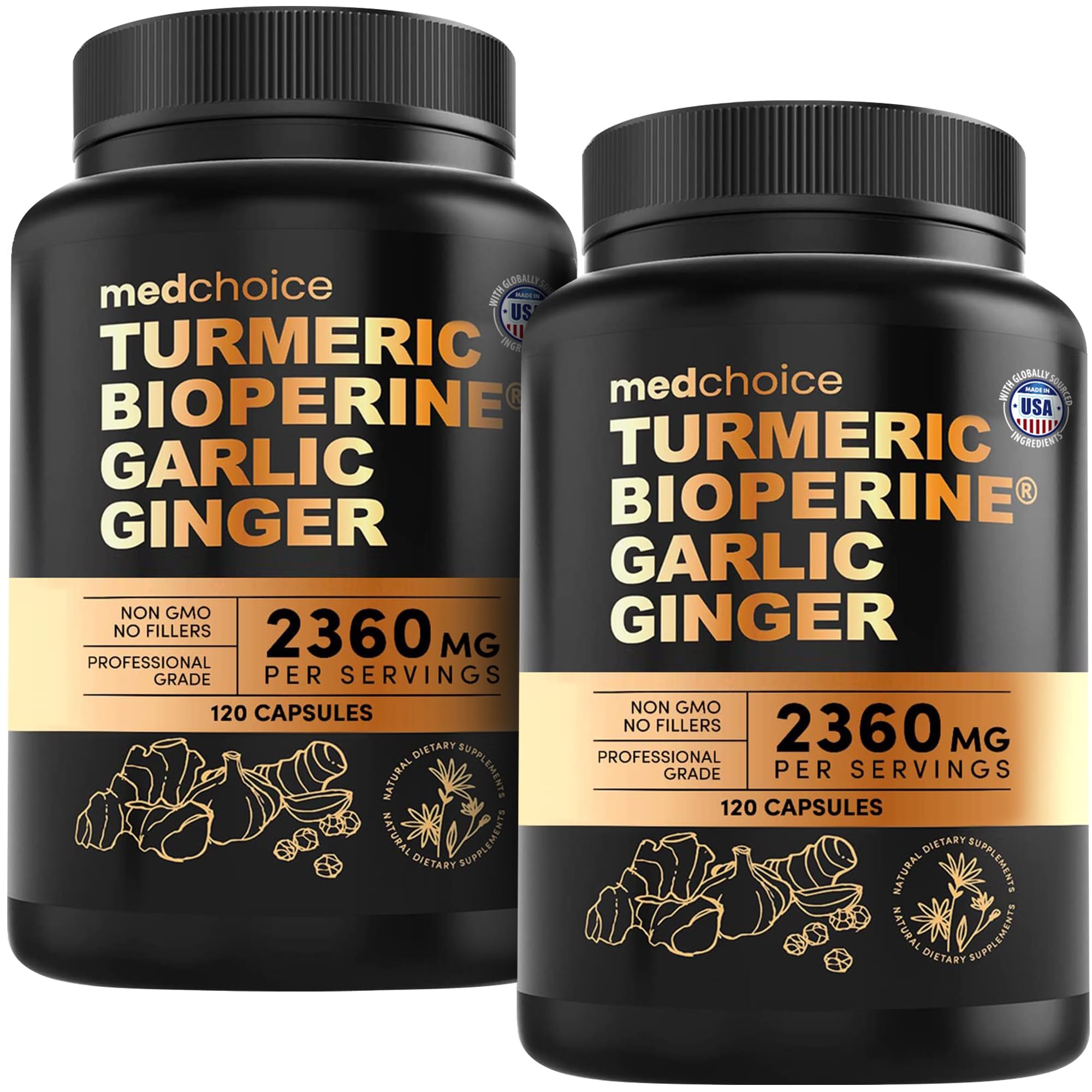 MEDCHOICE 4-in-1 turmeric-garlic bottle front emphasizes daily wellness