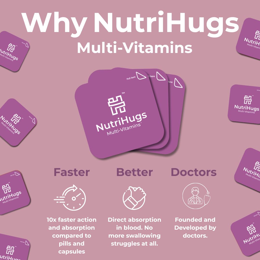 MedHugs NutriHugs raspberry flavored strip delivers tasty daily nutrition.