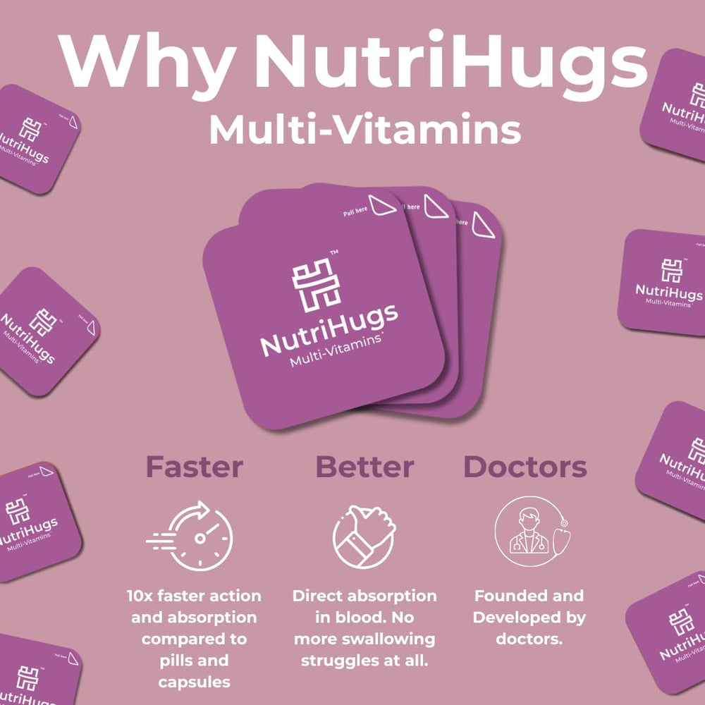 MedHugs NutriHugs raspberry flavored strip delivers tasty daily nutrition.