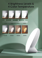 MediAcous light therapy lamp color temperature shows customizable daylight tones.
