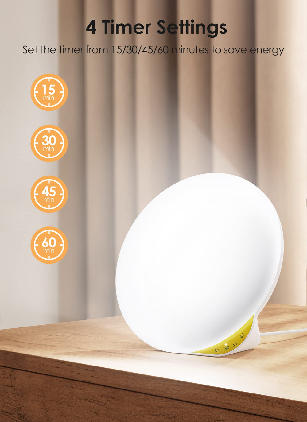 MediAcous light therapy lamp timer memory keeps your preferred session ready.