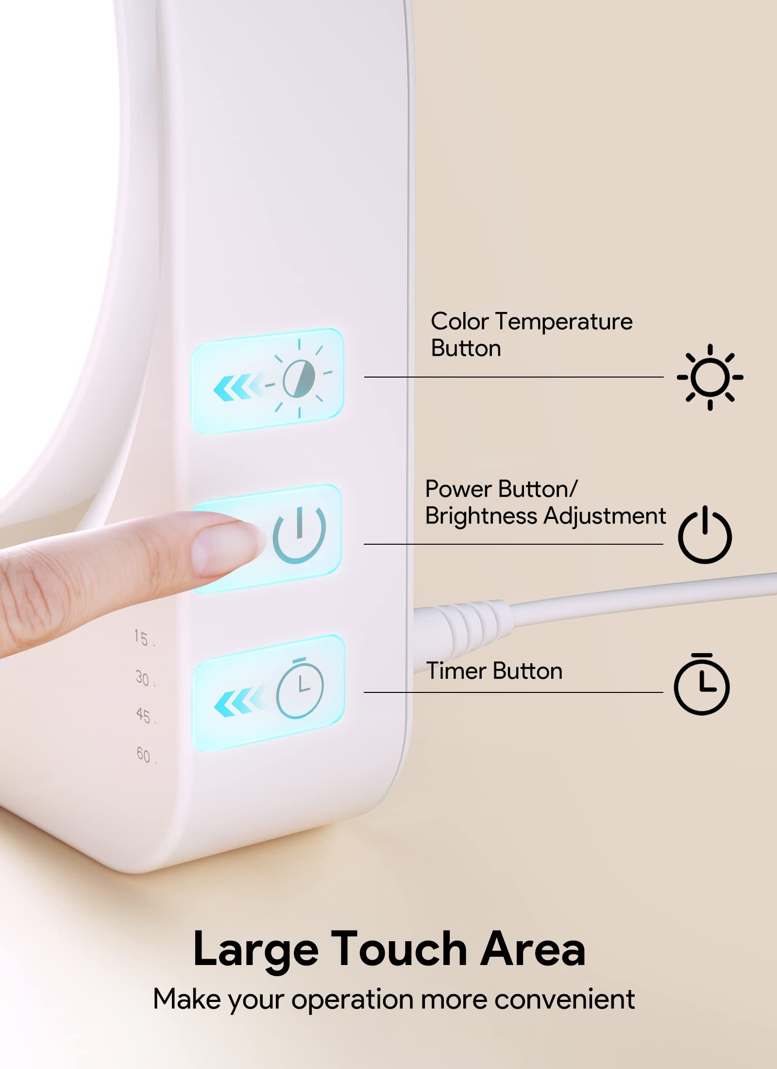 MediAcous lamp includes timer and memory for easy daily use.