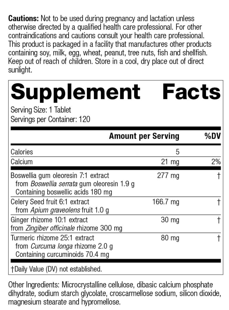 MediHerb Boswellia Complex 120t packaging close-up highlighting daily-use benefit