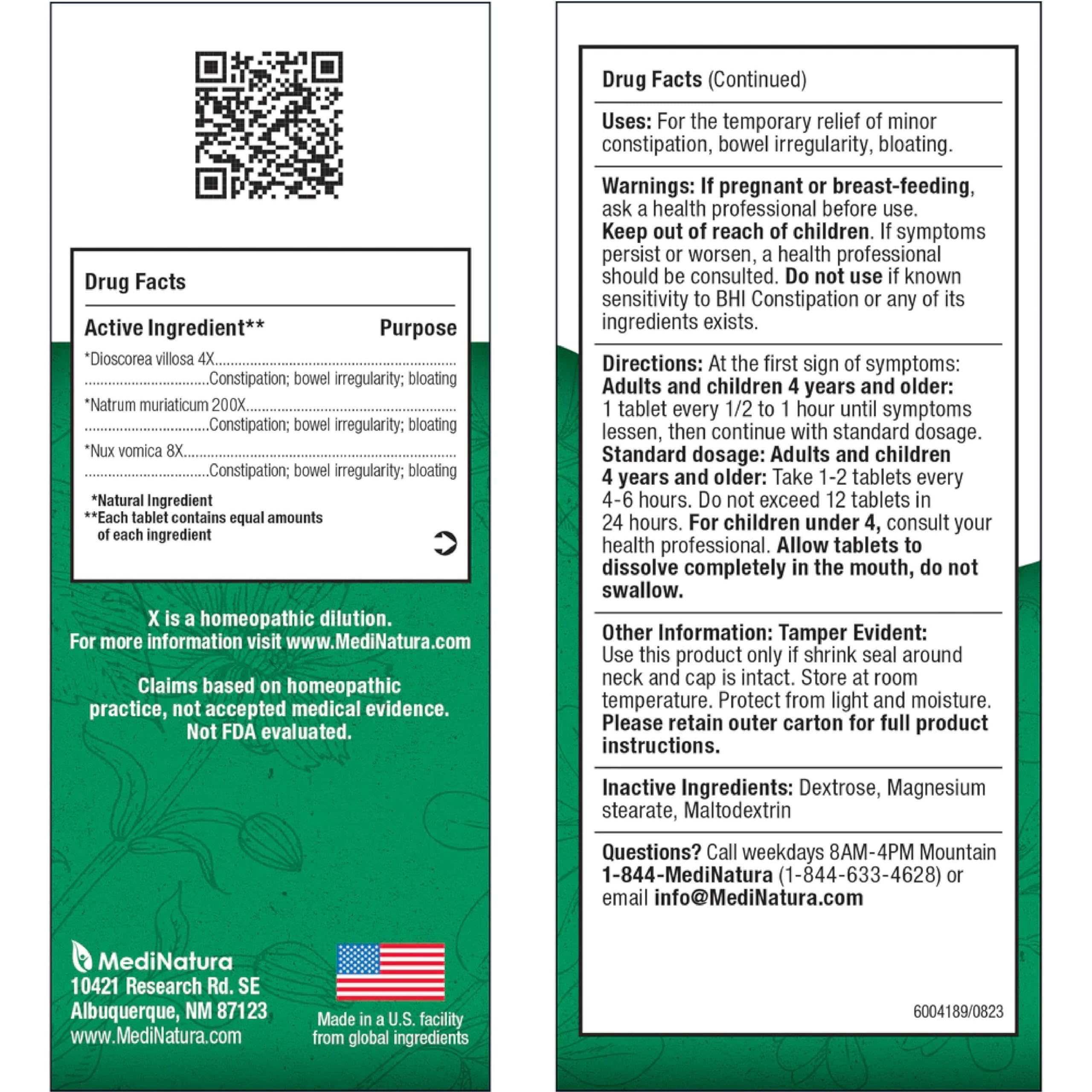 MediNatura BHI fast-dissolve tablets designed for quick on-demand relief