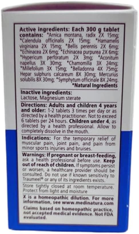 MediNatura Traumeel tablets dissolving in mouth suggest fast-acting feel.
