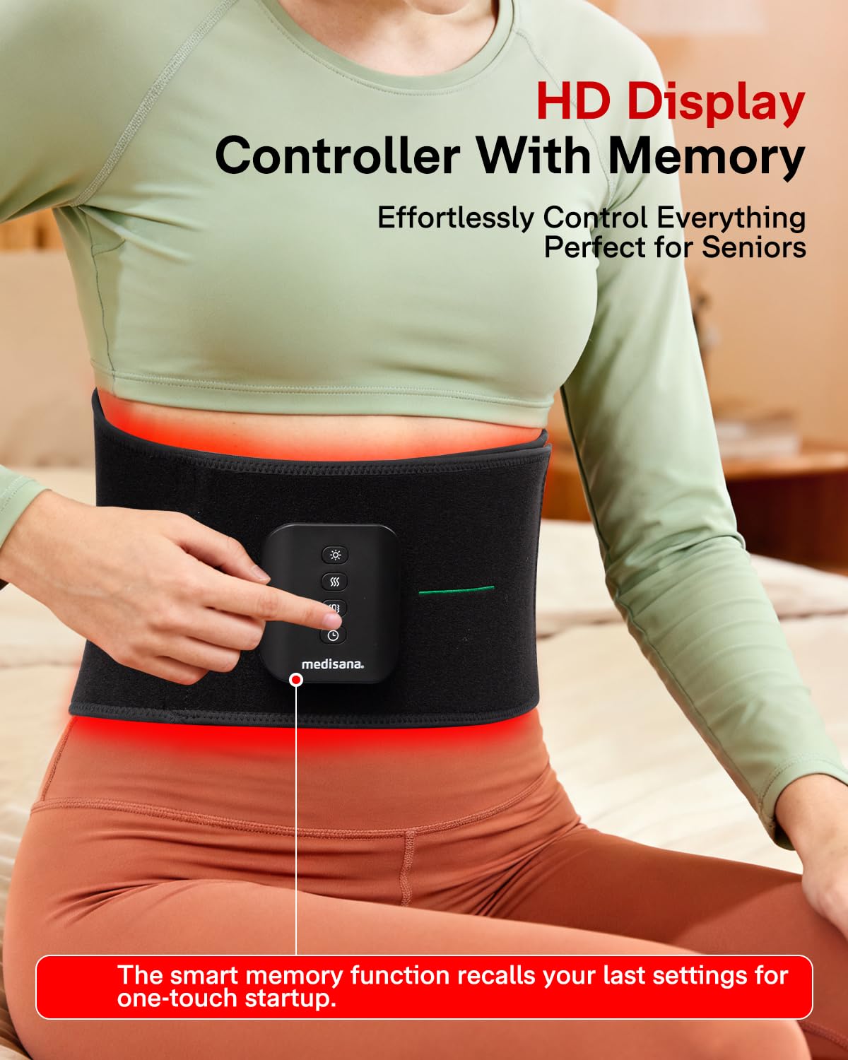 Medisana extension strap extends fit for waists up to 63 inches.